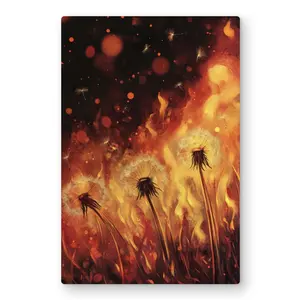 212 MAIN Dandy Fire Aluminium Black Metal Print Wall Art, 24x36 in., Artistic Decorative Accent for Stylish Home, Light & Cozy Rooms