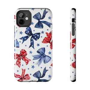 Watercolor bow, red and blue starlight two-in-one phone case Cover, featuring a durable, Protective, shock-absorbing, and stylish design. Compatible with iPhone 17, 16, 15, 14, 13, 12, 11 Pro Max Pro Plus and Samsung Galaxy S26, S25, S24, S23 Ultra.