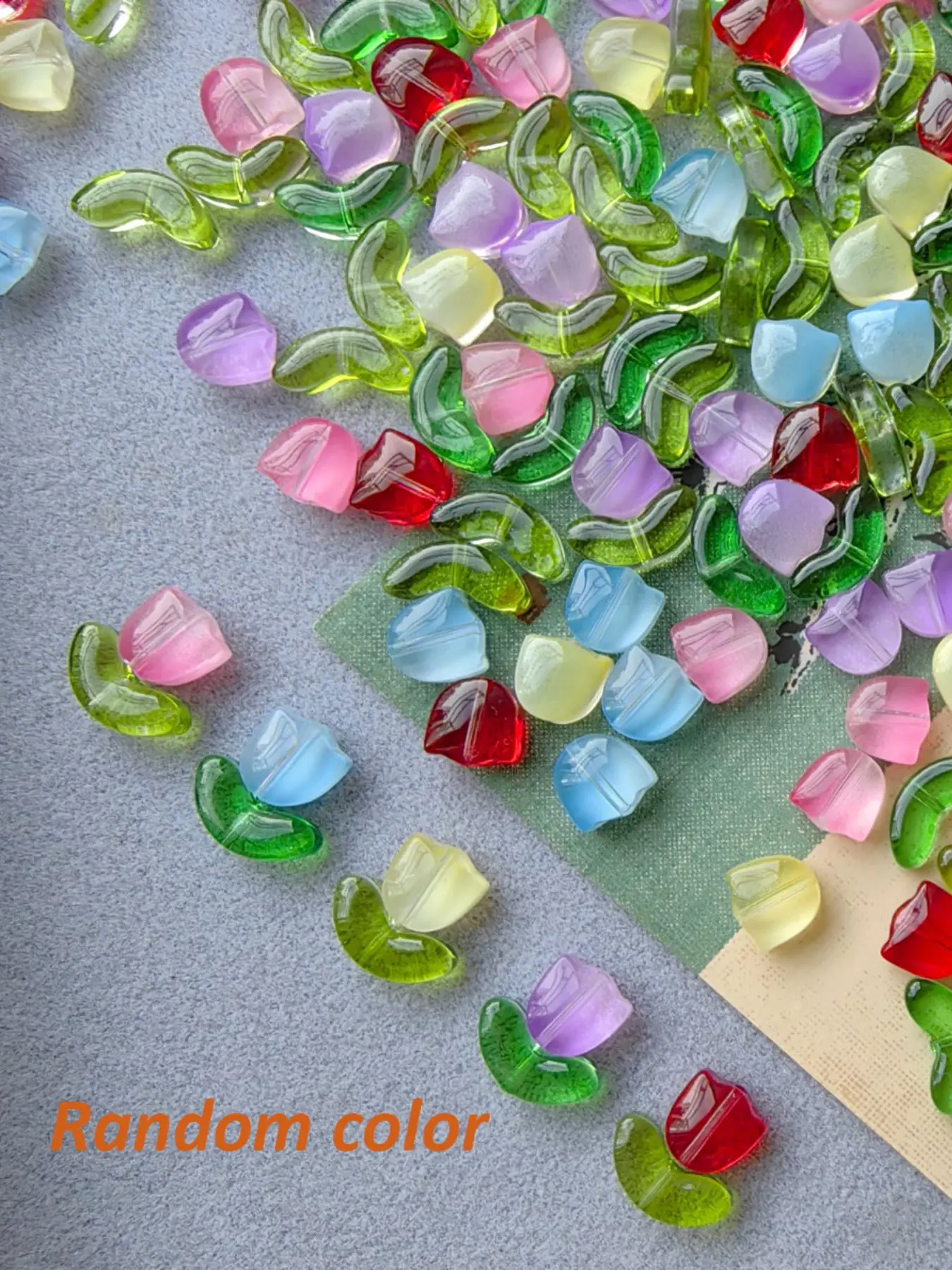100pcs Spring Summer Glass Flower Beads Jewelry Making Kit, Beads For Jewelry Making, Beaded Set, Tulip Rose Bellflower, DIY Necklace Bracelet Earrings Anklet Phone Chain