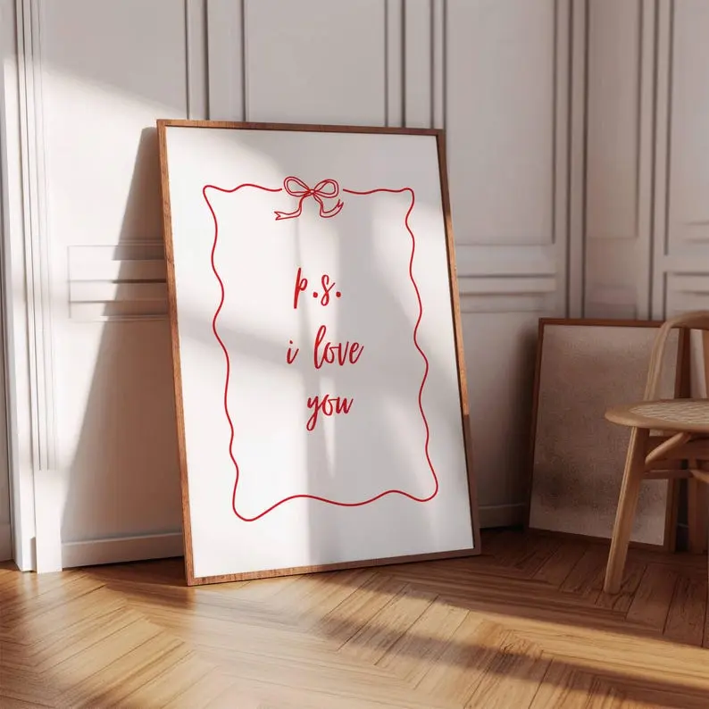 [UNFRAMED POSTER] Red Trendy Valentine Print, I Love You Romantic Wall Art, Valentine's Day Aesthetic, Cute Galentine Decor, Coquette Poster
