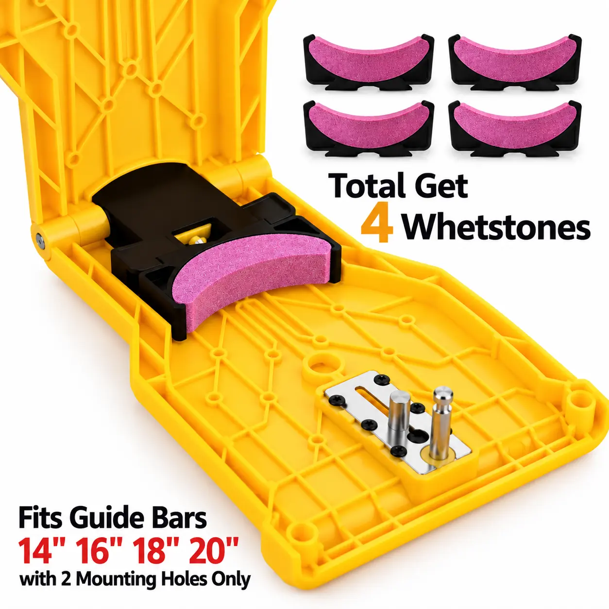 Portable Chainsaw Chain Sharpener Kit for 14-20 Inch 2-Hole Guide Bars, Bar-Mount Tool with Whetstones, Compact Accessory for Outdoor Cutting & Maintenance