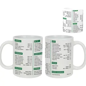 11oz Ceramic Coffee Mug with Excel Shortcut  -  for Office, Accounting Students, CPA, Coworkers - Funny Novelty Cup Featuring Software Cheat Sheet Design