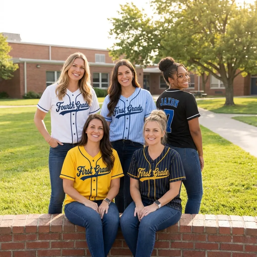 Personalized Kids and Teacher Baseball Jersey, Custom Name Number Baseball Jersey, First Grade Teacher Shirt, Back To School Jersey