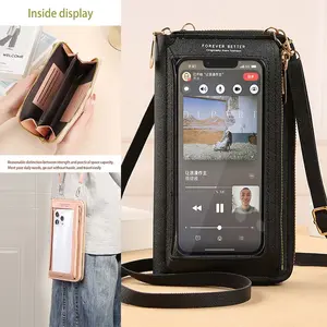2026New Touch Screen Mobile Phone Bag HandbagFemale Fashionable Daily Crossbody Wallet One-ShoulderTransparent Coin Purse