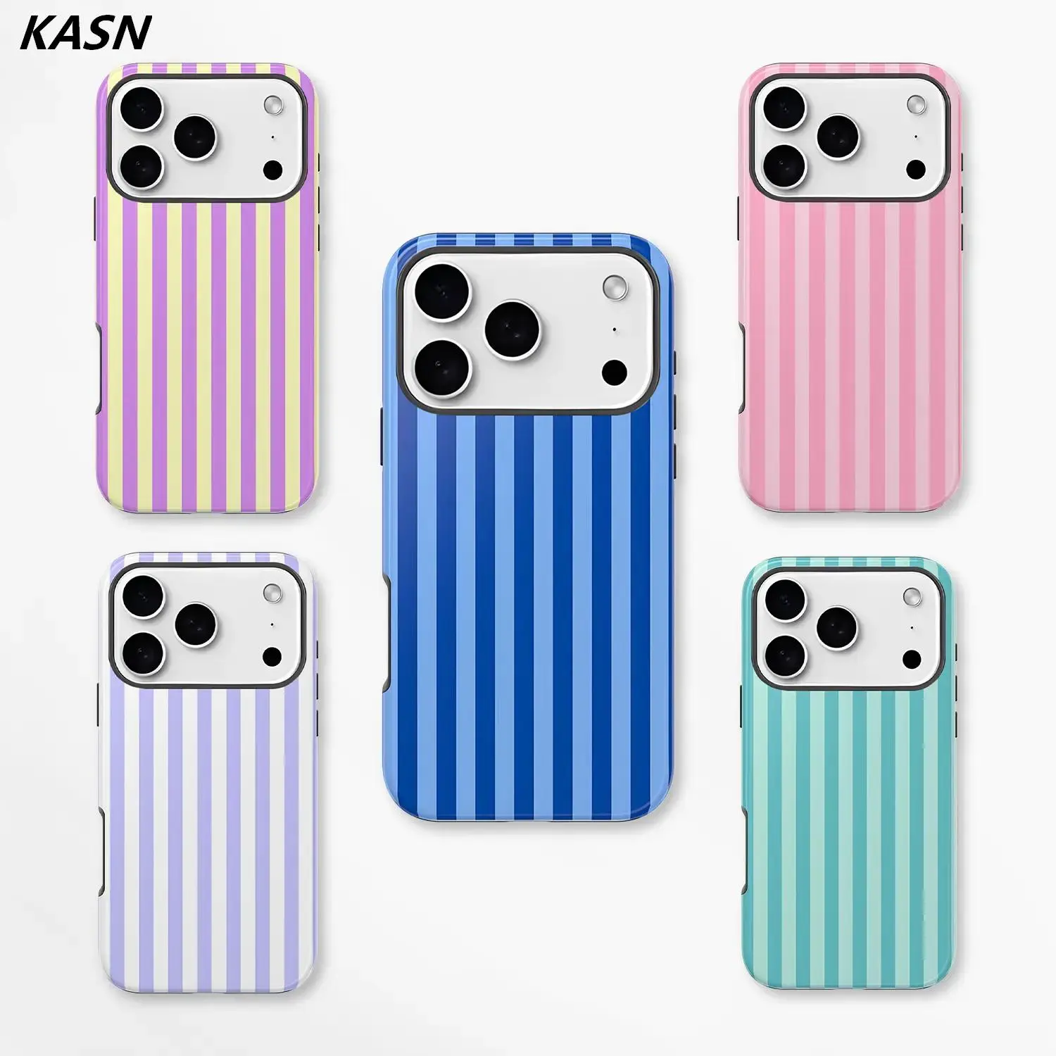 Pastel Vertical Stripe Aesthetic Protective Case | Fashionable Phone Case for iPhone 17, 17 Air, 16, 15, 14, 13, 12, 11 Pro Max, Pro, Plus | High Quality Shockproof Cover | Trendy iPhone Case Shopping Pick Cellphone Smartphone