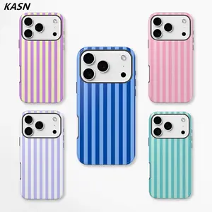 Pastel Vertical Stripe Aesthetic Protective Case | Fashionable Phone Case for iPhone 17, 17 Air, 16, 15, 14, 13, 12, 11 Pro Max, Pro, Plus | High Quality Shockproof Cover | Trendy iPhone Case Shopping Pick Cellphone Smartphone