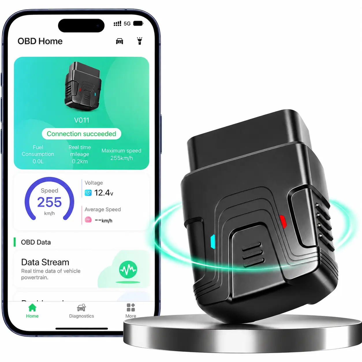 VOICETANK Bluetooth OBD2 Scanner for Cars - Wireless Scan Plug-and-Play Auto Diagnostic Tool with 24-Step Connection, Error Reading, Coolant Temperature Live Data, Code Clearing, Reset for iPhone/Android via Exclusive APP