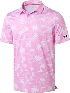 Pink Coconut Beach Golf Polo Shirt 2026 – Tropical Coastal Performance Polo for Men | Athletic Fit