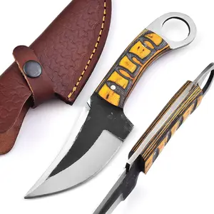 Fixed Blade Hunting Knife - Handmade Bushcraft Carbon Steel With Leather Sheath