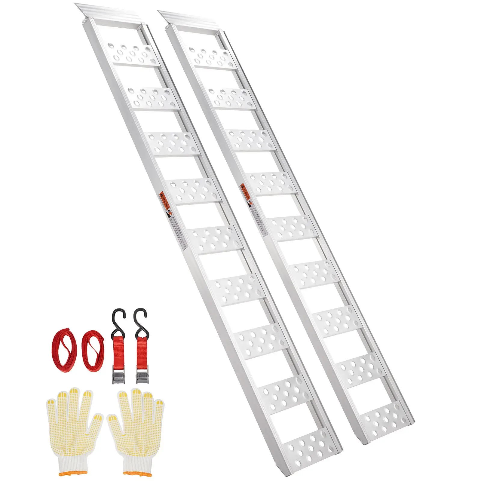 VEVOR Aluminum Ramps, 1250lbs, Straight Ramp with Treads and Load Straps, Portable Loading Ramp for Motorcycles, ATVs, Trucks, Lawn Mower, Dirt Bike, Garden Tractor, 78Lx 12W, 2Pcs