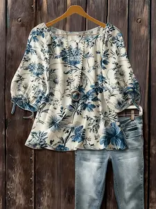 Plus Size Fashion Striped Print Half Sleeve Shirt, Casual Vacation Wear, Perfect for Outdoor Activities, Comfortable and Stylish