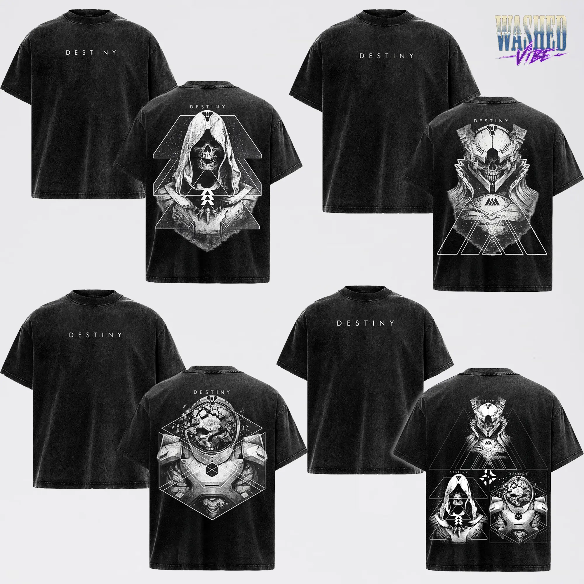 COLLECTION Destiny 2 Vintage Washed Tee – Oversized Graphic T-Shirt, Heavyweight Retro Streetwear Cotton, Perfect for Fans of Movies, TV Shows, Art, and Epic Sci-Fi Poster-Inspired