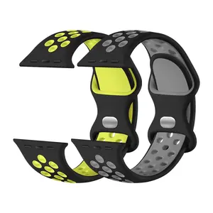 Soft Silicone Watch Band, 2 Counts Breathable Sport Watch Band for Men & Women, Smart Watch Strap, Wearable Accessories Compatible with iWatch Series 11 10 9 8 7 6 5 4 3 2 1 38/40/41/42/44/45/46/49MM, Smartwatch Strap
