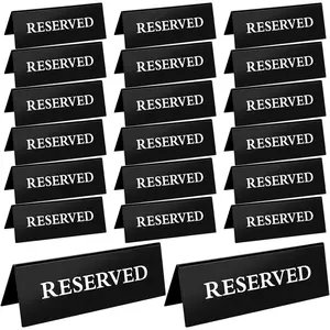 20 Pcs Reserved Table Signs Black Acrylic Reserved Signs for Wedding Double Sided Tent Reserved Seating Signs for Restaurants Birthday Party Events