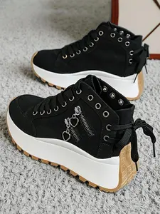 Women's Fashionable Lace Up Platform Sneakers, Casual Comfortable Athletic Sports Shoes for Daily Wear, Perfect for Students and Outdoor Sports, Walking Shoes