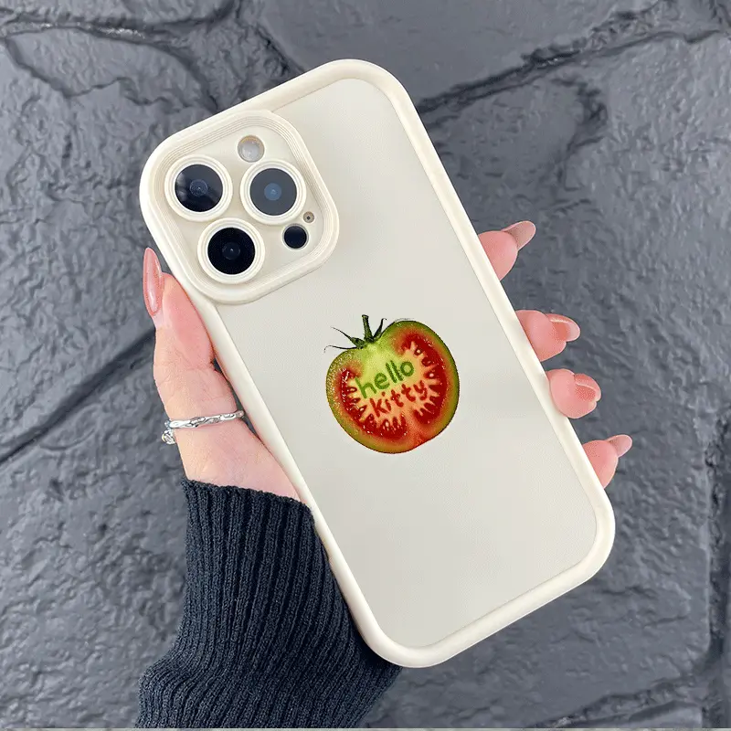 Tomato Hello Kitty Silicone Phone Case for Apple iPhone 12 13 14 15 16 Pro Max XR Full Body Protection Non-Slip Fashionable
