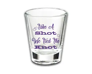 Take A Shot We Tied The Knot, Wedding Shot Glasses, Rehearsal Dinner Favors, Party Favors, Personalized Gifts, monogram shot glass Drinkware