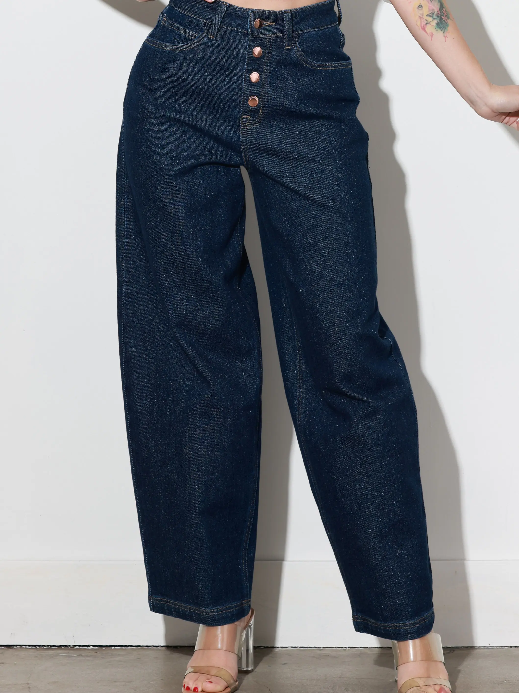 [XPT507] Indigo Slight Barrel Baggy Jeans