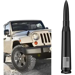 American Flag Car Truck Bullet Antenna Replacement - Anti-Theft Design for Jeep Wrangler Gladiator JL JK JT Rubicon Sahara Unlimited Sport 4xe Willys Mojave 2007-2025 (Matte Black)