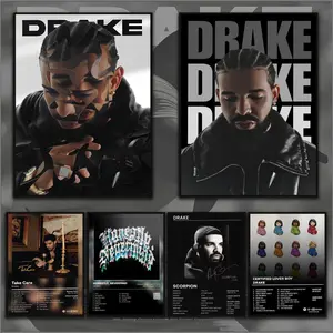 PIKPAKA D-DrakeS Music Album Cover Singer Cool Fashion Poster HD Sticky Waterproof Wall Art High Quality Print Aesthetic Home Living Bedroom Bathroom Hallway Decor Trendy Room Decoration Easy-To-Apply Gift Durable