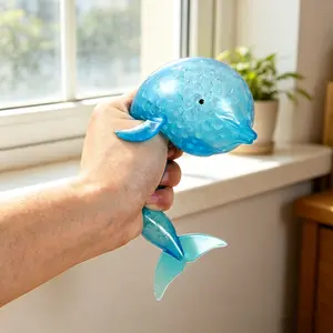 Simulation Shark Dolphin Squishy Toy TPR Stress Relief Sensory Fidget Toy Anxiety Relief ASMR Squeeze Toy Desk Decor Home Office Party Gift Kawaii Ocean Animal Toy Viral Trending TikTok 2026 Kids Adults Soft Squishy Toy Relaxing Decompression Toy
