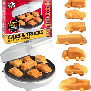 Car Mini Waffle Maker- Make 7 Fun, Different Vehicle Shaped Waffles- Electric Nonstick Waffler Iron