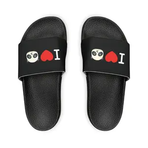Men's I LOVE PANDAS Black Slide Sandals