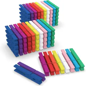 10 Color Clothespin (100pcs), Multi-functional Sturdy Wooden Clothespin for Hanging, Laundry, Decorations, Colorful Clothespins Heavy Duty