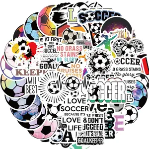 Soccer Themed Sticker, 50pcs/set Vinyl Soccer Water Bottle Sticker, Soccer Gifts for Soccer Lovers, Soccer Party Favors, Soccer Decorations, Ornaments