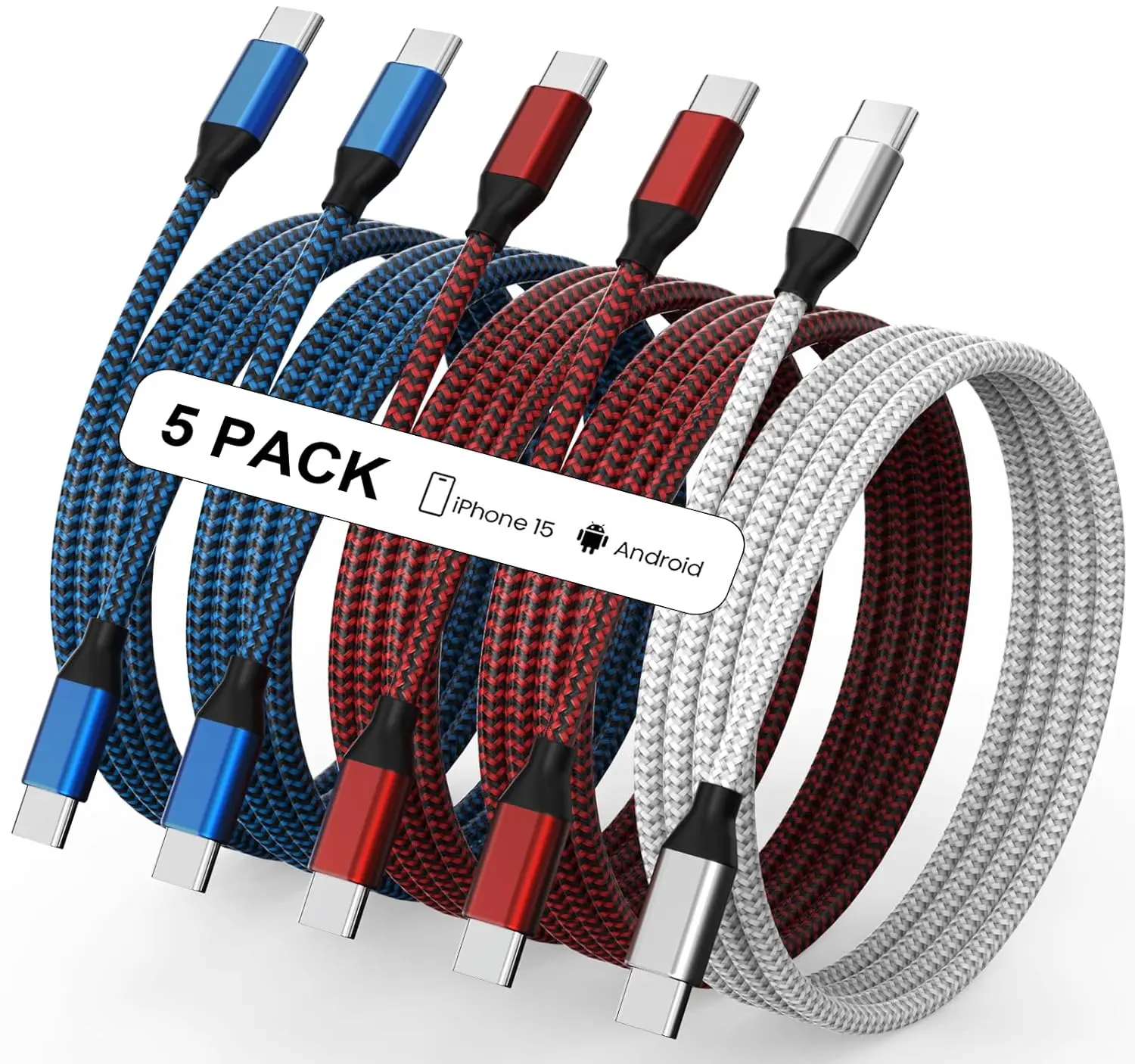 USB C to USB C  Nylon Braided 60W 3/3/6/6/10 FT USB Type C    for  17/17 Pro Max/Air/16/16 Plus/16 Pro Max/15/15 Plus/15 Pro Max, MacBook, iPad,  S25/S24/23