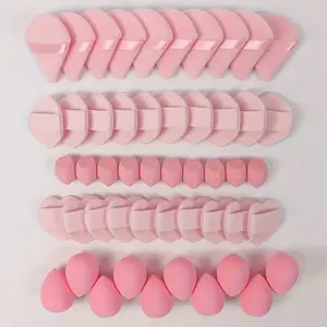 50 Pcs Pink Makeup Sponge Set – Includes Beauty Blender and Triangle Powder Puff, for Liquid Foundation and Powder Cosmetics