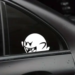 Cute Ghost Peeking Car Window Decal, Funny Car Sticker, Vinyl Auto Decor