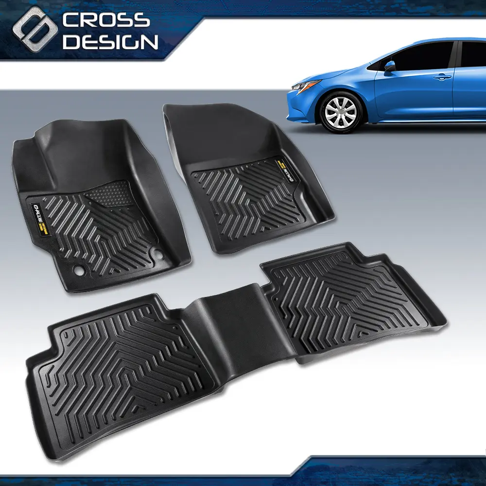 CROSSDESIGN TPE Floor Mats Fit for 09-24 Toyota Corolla,3PCS Cargo  All-Weather Car Mats Anti-Slip Trunk Mat Accessories Custom Upgrade version