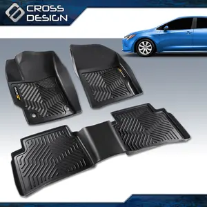 CROSSDESIGN TPE Floor Mats Fit for 09-24 Toyota Corolla,3PCS Cargo Liners All-Weather Car Mats Anti-Slip Trunk Mat Accessories Custom Upgrade version