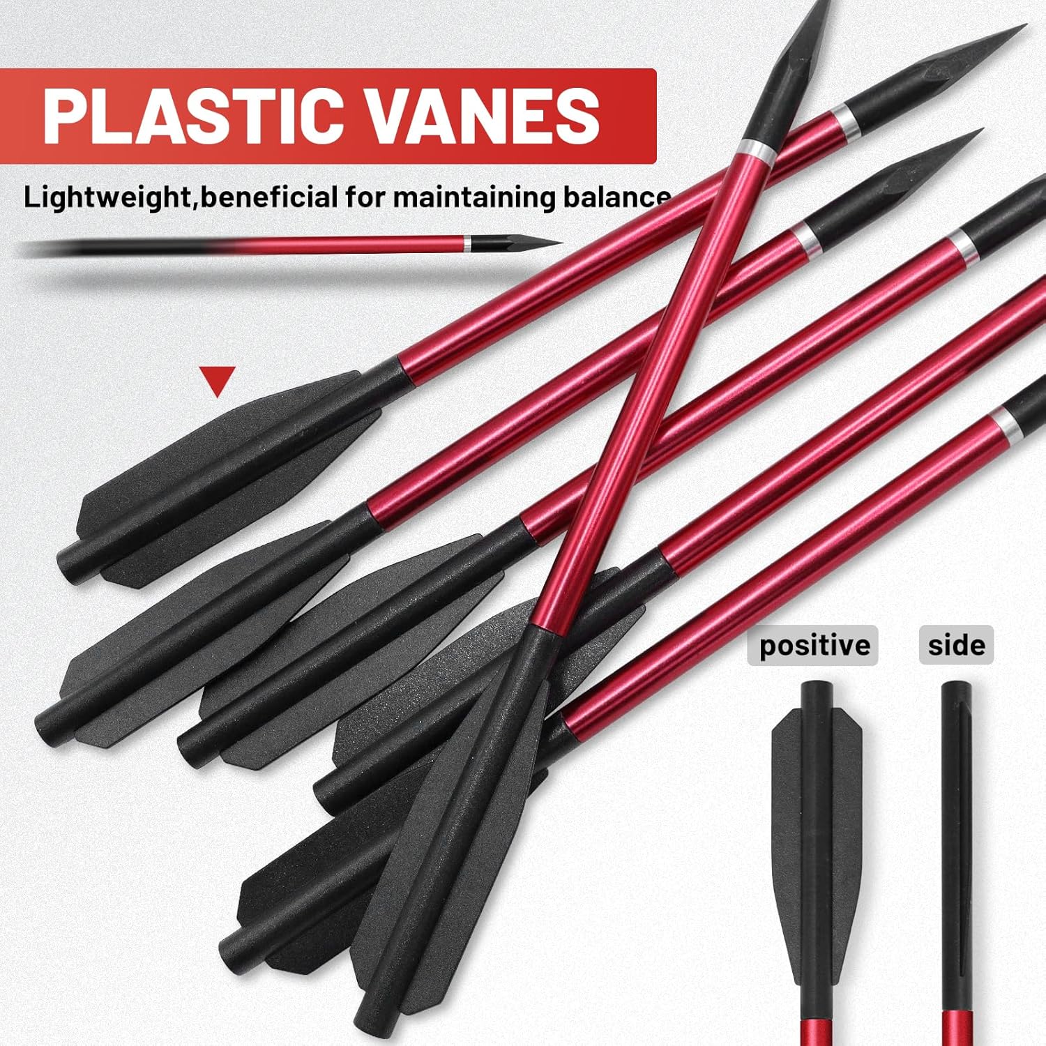 6.7" Aluminum Crossbow Bolts 5 Bright Colors, Replaceable Tips for 50-60 lb Crossbows - Target Practice & Small Game Hunting, Adult Use