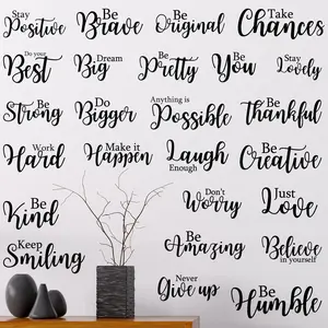 25 Pcs Inspirational Wall Decal Motivational Quote Peel and Stick Vinyl Wall Quotes Stickers Removable Positive Saying for DIY Bedroom Living Room Office Art Decor