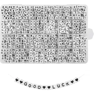 1440pcs Acrylic Letter Beads White Cube Sorted Alphabet Beads for Jewelry Making Bracelets Necklaces Key Chains (6 x 6mm)