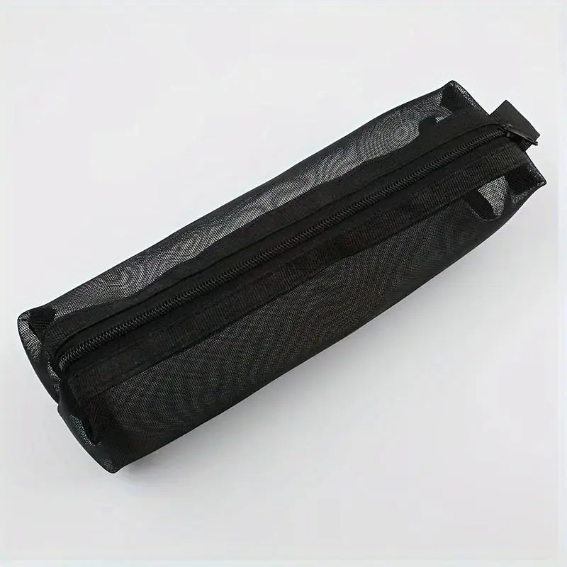 Fashionable nylon mesh pencil case, transparent large capacity, multifunctional stationery storage bag, suitable for students, Office Supplies