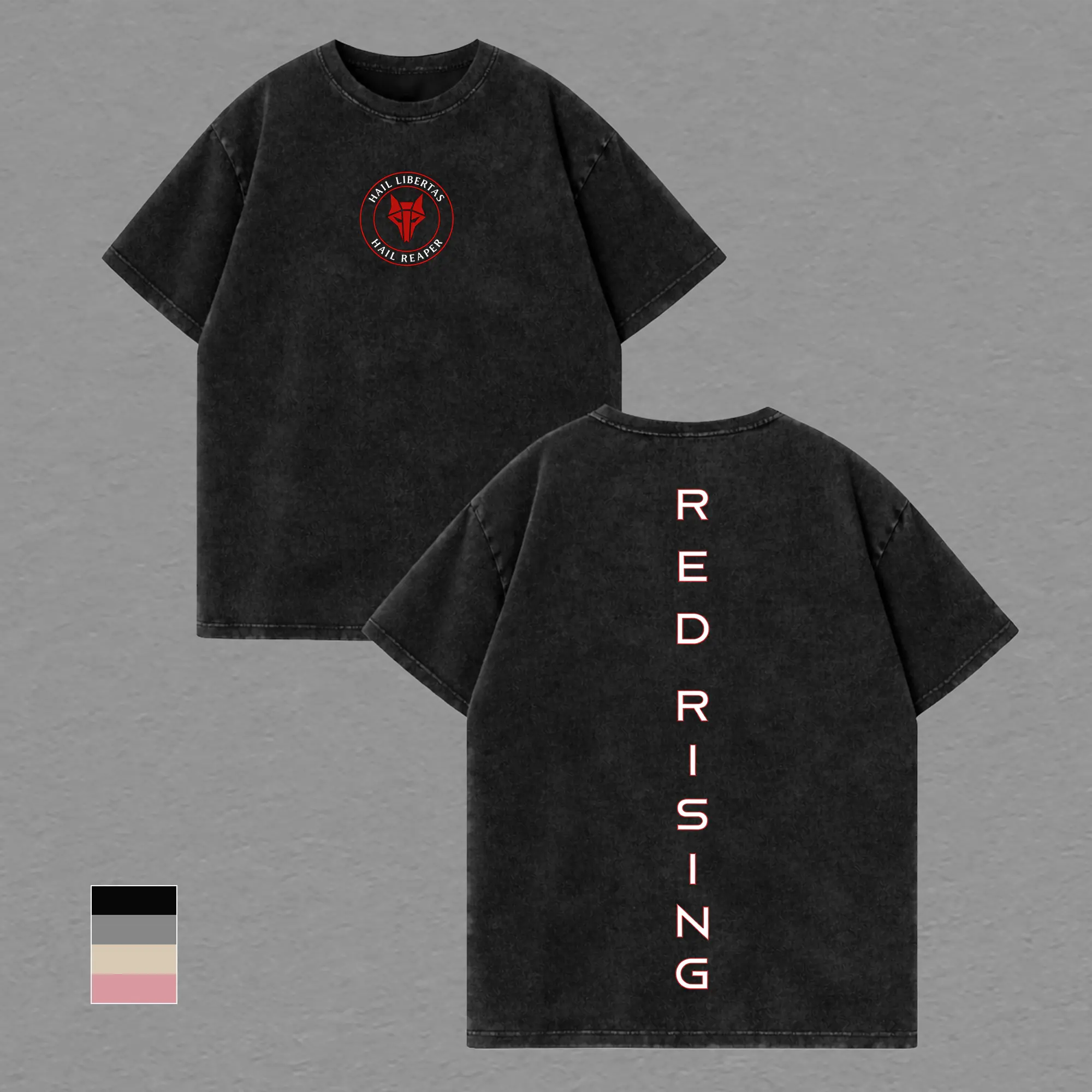 Hail Libertas Hail Reaper Red Rising Vintage Washed Oversized Cotton T-Shirt, Darrow Howler Graphic Tee, Heavy Cotton BookTok Fantasy Streetwear Unisex Fan Gift Top