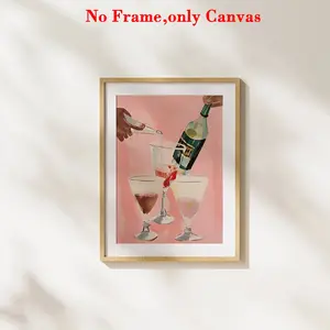 1 PC, wall art, vintage poster, colorful cocktail illustration, painting, modern art, wall art, fun, bedroom decor, living room decor, unframed