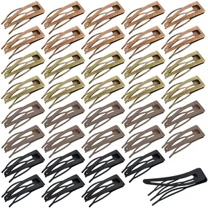 40 count Snap Hair Clips Grip Hair Metal Barrettes for Women Snap Double Clip Pins Accessories for Women Making Salon(Black, Dark Brown, Red, Green)