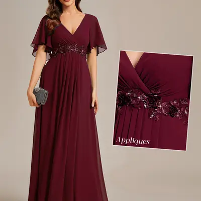 knee length dresses for ladies Lavetir Bridesmaid Dresses Red A-Line/Princess Sweetheart Chiffon Long Sleeves with Split Side 2026
