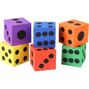 Foam Dice Set, 1.5 Inch Large Assorted Colorful Foam Dice Cubes with Number Dots, Playing Square Blocks Use for Gift Games Math Teaching Party Supplies, Pack of 6