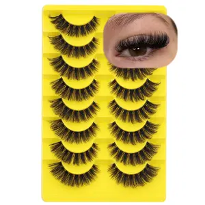 Cat Eye Lashes Russian Strip Lashes False Eyelashes Clear Band Eyelashes Dramatic Faux Mink Lashes 8 Pairs