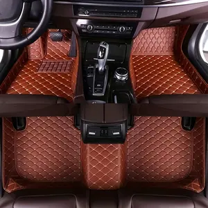 [Set of Stylish Dirt Resistant Mats] 1 Set Maidao Faux Leather Car Floor Mats, 5-for Seats, Left Drive Compatible, Non-Slip, Dirt Resistant, Stylish Brown Design for BMW X6 2015-2019