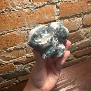 Crystal moss agate bulbasaur carving