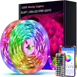 LED Strip Light, RGB Color Changing LED Light Strip with Remote Sync 44 key Controller And Mobile App Control LED Light Strip for Bedroom Kitchen Party Adjustable RGB Lighting