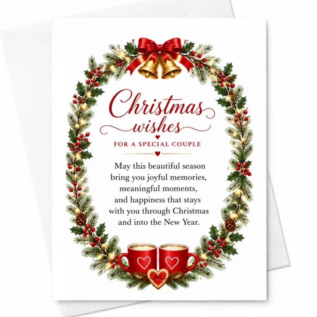 Christmas Wishes For A Special Couple Christmas Card Festive Holiday Greeting Card For Couples Romantic Xmas Card With Love C2672