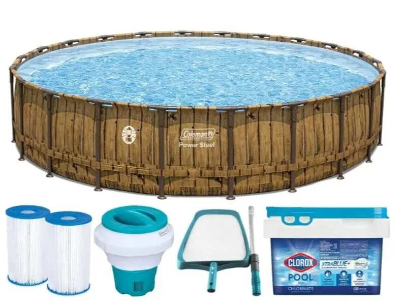 Coleman Power Steel 22' x 52" Round Metal Frame Above Ground Pool with ladder, pump Coleman Power Steel 22' x 52" Round Metal Frame Above Ground Pool with ladder, pump