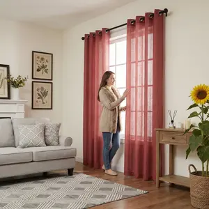 Curtain Club 2 Panels 52x84inch Semi-Transparent Curtains. The fabric is made of cationic two-color yarns, interwoven with silver threads. The design features looping patterns. Installation is simple, and they are stylish and high-end. L18